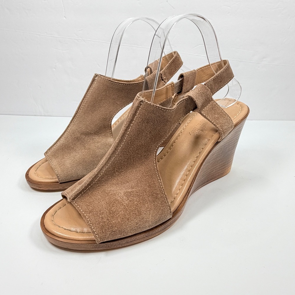 Sophia Milano Womens 40 Wedge Sandals Brown Suede Leather Made In Italy Chic